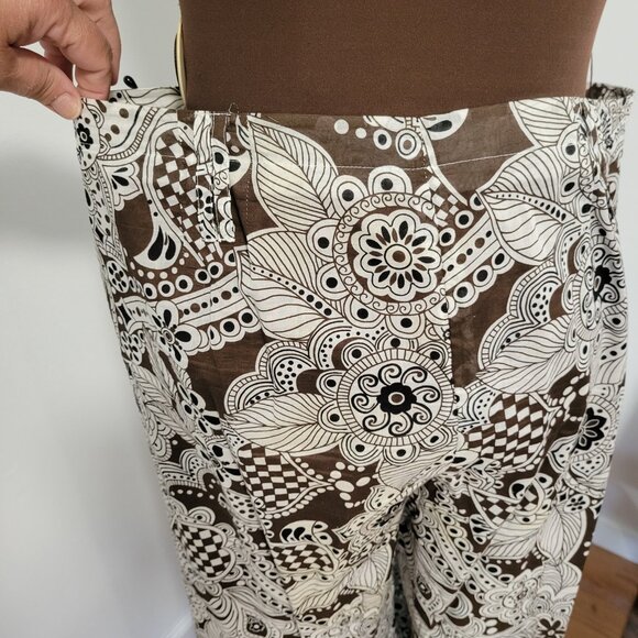 Super cool ATW Claude brown 100% Funky Wide Leg Graphic Pants - Picture 7 of 7